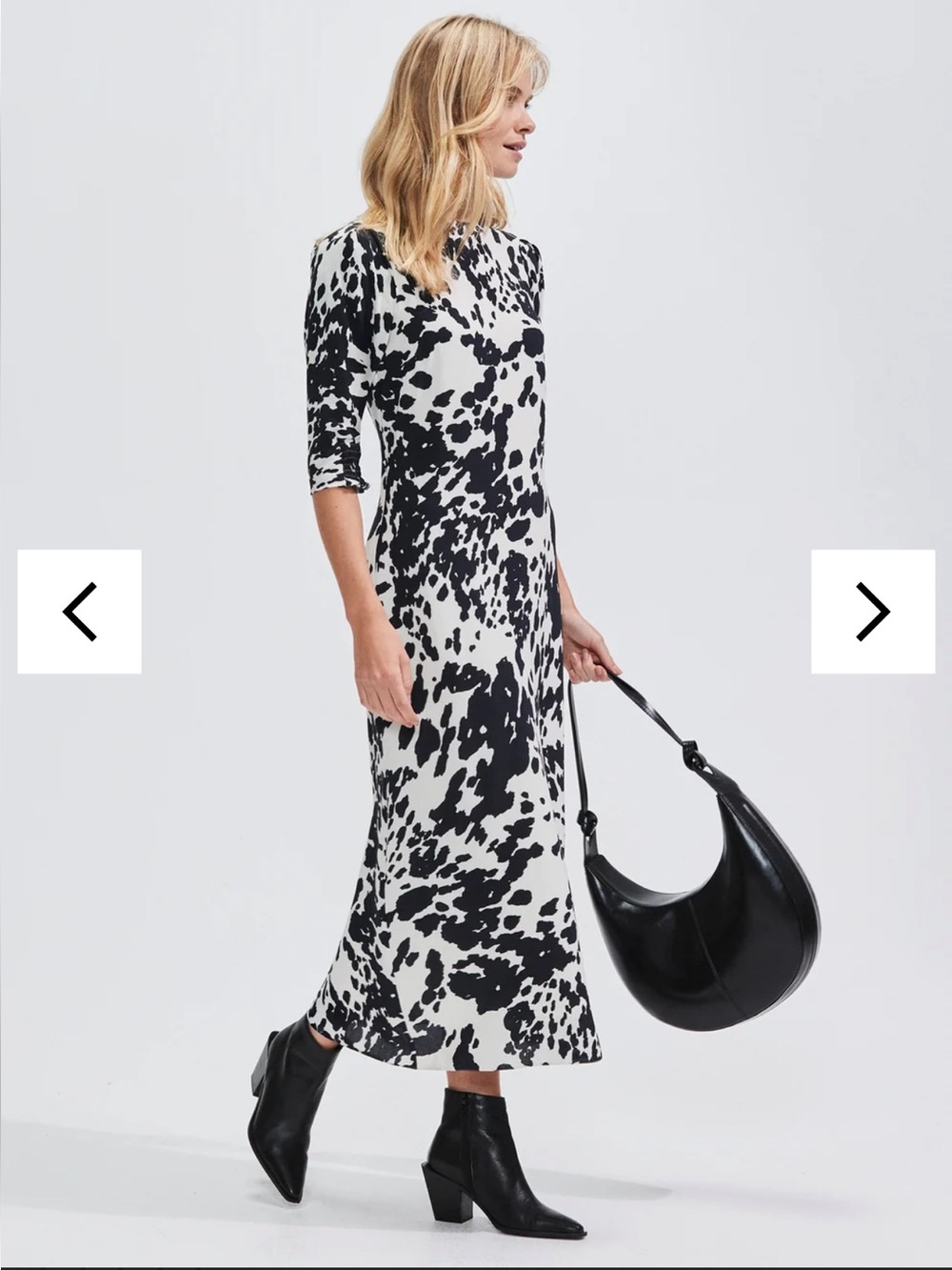 Ro&Zo Mono Animal Print Midi Dress